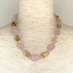 Jay King DTR Sterling Silver 925 Rose Quartz & Citrine Beaded Necklace 18"-21"